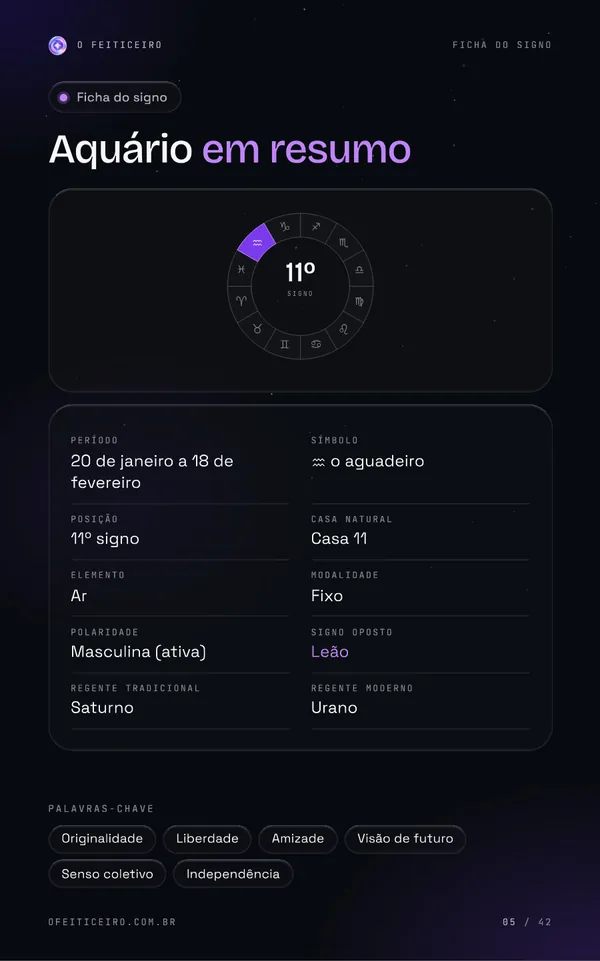 Página 5 do e-book: Aquário em resumo
