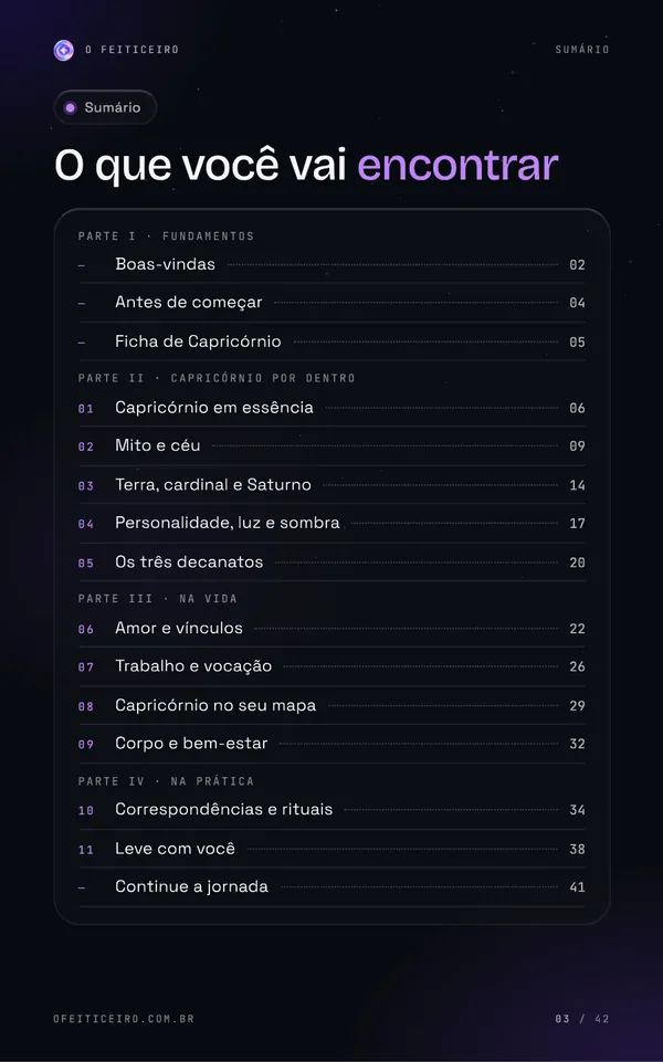 Página 3 do e-book: Sumário