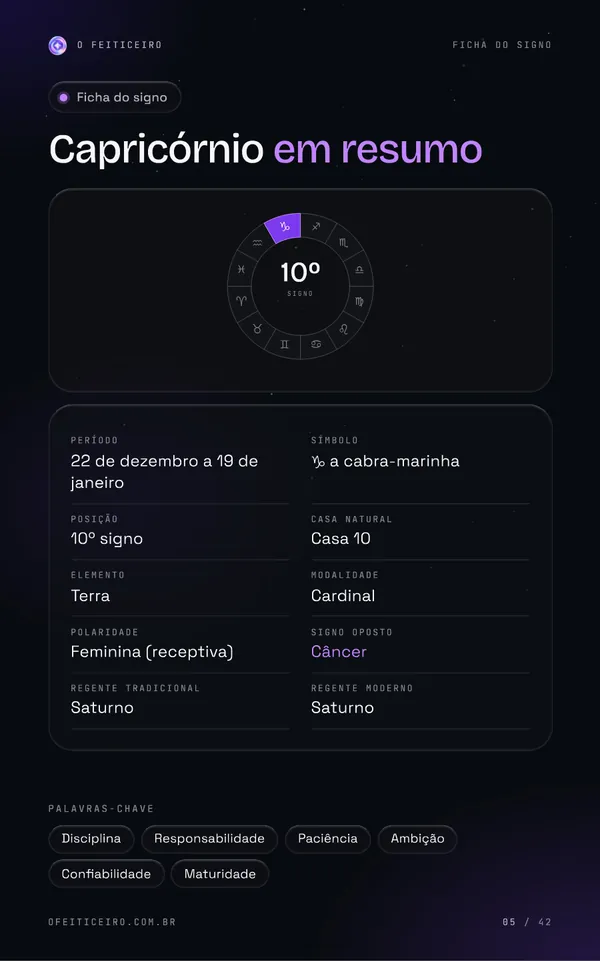 Página 5 do e-book: Capricórnio em resumo