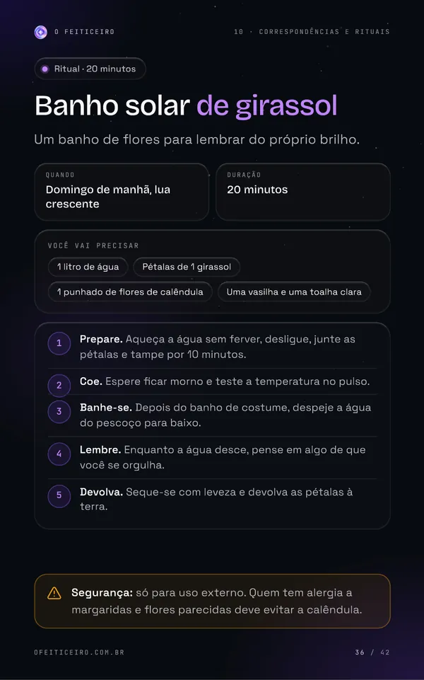 Página 36 do e-book: Banho solar de girassol