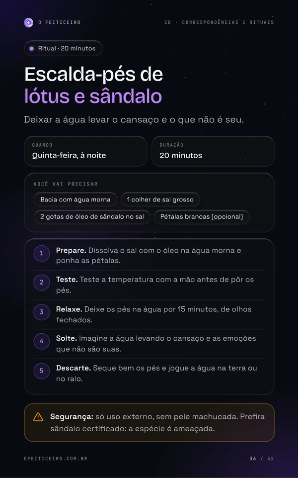 Página 36 do e-book: Escalda-pés de lótus e sândalo
