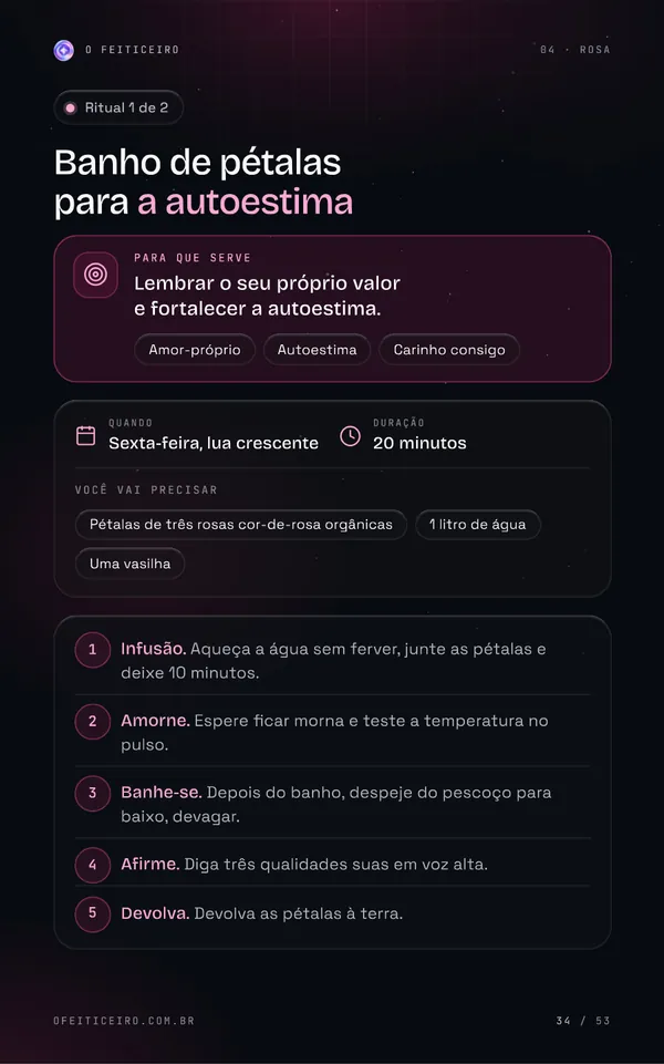 Página 34 do e-book: Rosa: Banho de pétalas para a autoestima