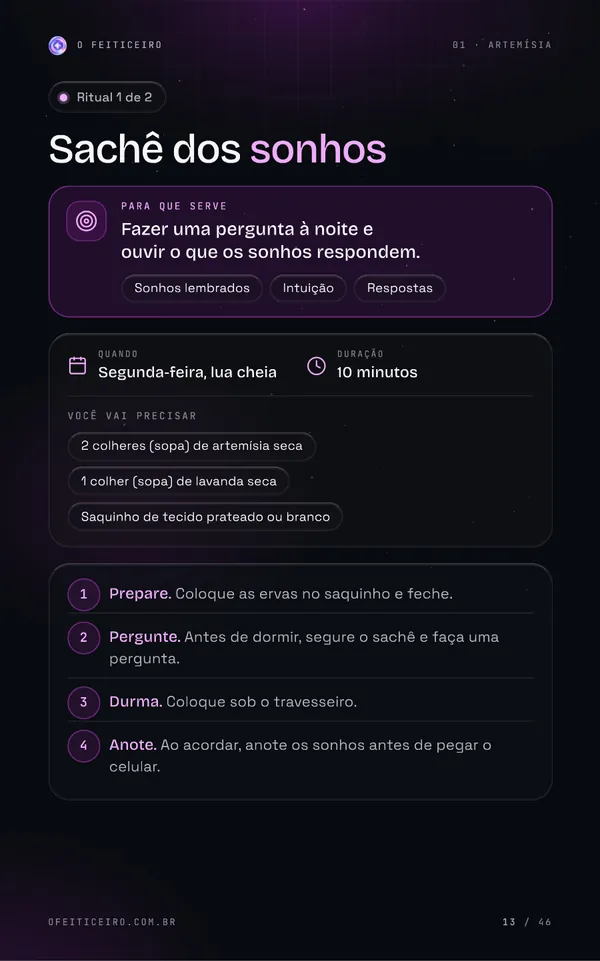 Página 13 do e-book: Artemísia: Sachê dos sonhos