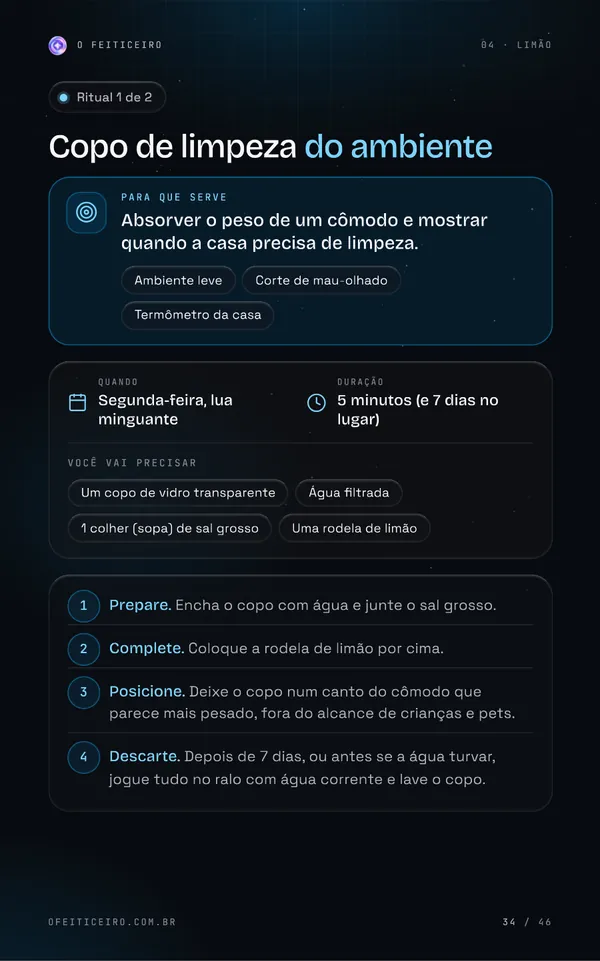 Página 34 do e-book: Limão: Copo de limpeza do ambiente